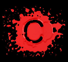 Image showing Red blot C letter over black background