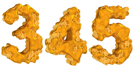 Image showing Honey font 3 4 and 5 numerals isolated