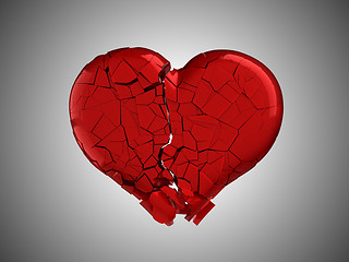 Image showing Hurt and pain. Red Broken Heart 