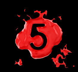 Image showing Red blob five figure over black 