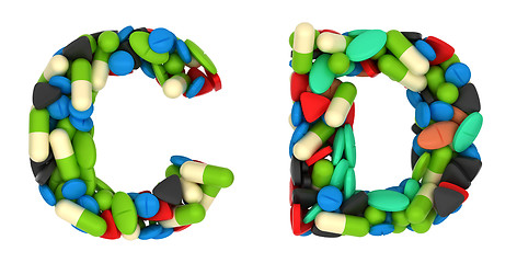 Image showing Healthcare font C and D pills letters