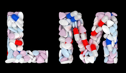 Image showing Medication font L and M pills letters