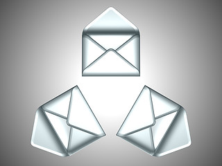 Image showing Mail - 3 opened silver envelopes