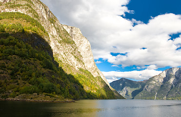 Image showing Norwegian fjords and blue sky
