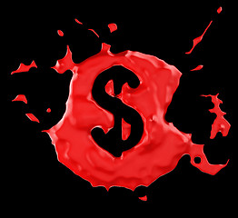 Image showing Red blob US dollar symbol over black