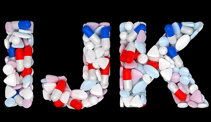 Image showing Medical font I J and K pills letters