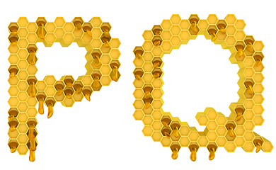 Image showing Honey font P and Q letters isolated