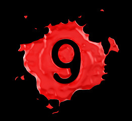 Image showing Red blob 9 figure over black background