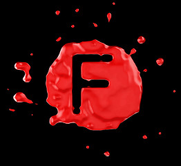 Image showing Red blob F letter over black background