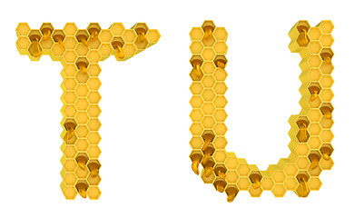 Image showing Honey font T and U letters isolated 