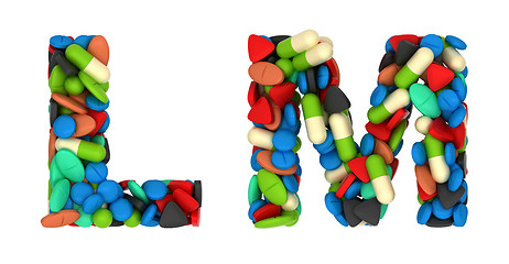 Image showing Medication font L and M pills letters