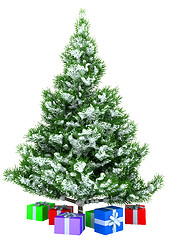 Image showing Christmas tree with gifts isolated over white 