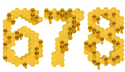 Image showing Honey font 6 7 and 8 numerals isolated