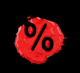 Image showing Red blob percent mark over black