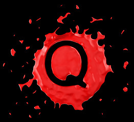 Image showing Red blob Q letter over black background