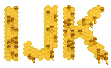 Image showing Honey font I J and K letters isolated