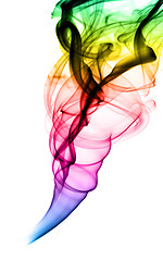 Image showing Abstract puff of colorful smoke on white