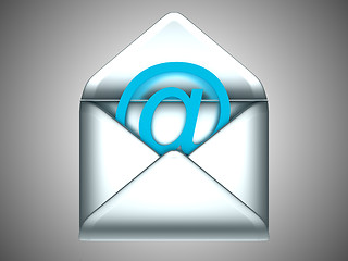 Image showing Check your Email - opened silver envelope with at symbol