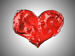 Image showing Red liquid heart shape - Wine or blood