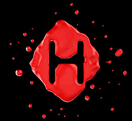 Image showing Red blob H letter over black background