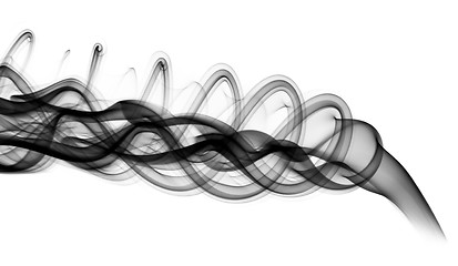 Image showing Puff of Abstract smoke swirls on white