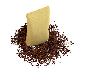 Image showing Top view of Sacking Package on coffee beans