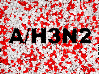 Image showing Swine Flu H3N2 epidemic pills background