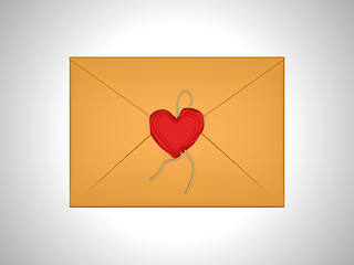 Image showing Love message - letter sealed with red sealing wax