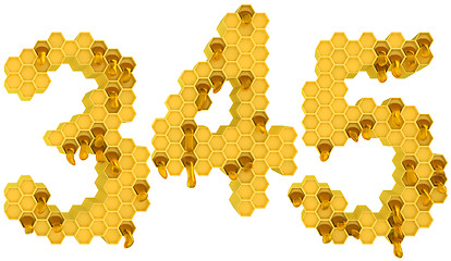 Image showing Honey font 3 4 and 5 numerals isolated 