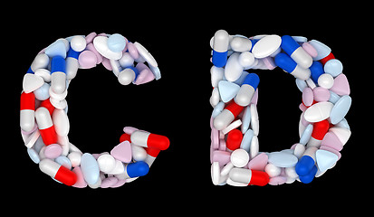 Image showing Healthcare font C and D pills letters 