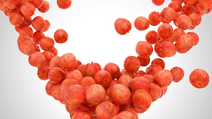 Image showing Group of Ripe Red apples falling 