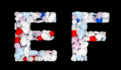 Image showing Pharmaceutical font C and D pills letters