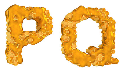 Image showing Honey font P and Q letters isolated