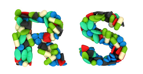 Image showing Pharmacy font R and S pills letters 