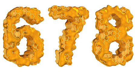 Image showing Honey font 6 7 and 8 numerals isolated