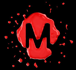 Image showing Red blot M letter over black background