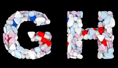 Image showing Medical font G and H pills letters