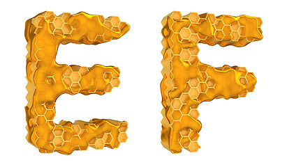 Image showing Honey font E and F letters isolated