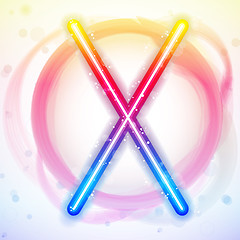 Image showing Alphabet Rainbow Lights in Circle White Background