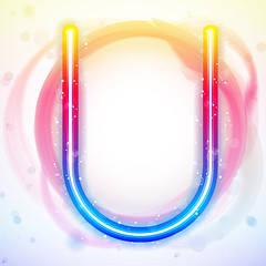 Image showing Alphabet Rainbow Lights in Circle White Background