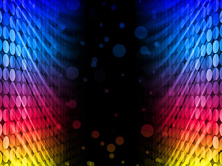 Image showing Disco Abstract Colorful Waves on Black Background