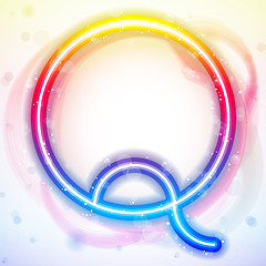 Image showing Alphabet Rainbow Lights in Circle White Background