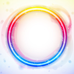 Image showing Alphabet Rainbow Lights in Circle White Background