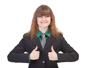 Image showing Cheerful young business woman isolated on white