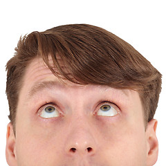 Image showing Eyes of man looking up close