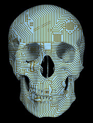 Image showing Human skull with circuit board pattern