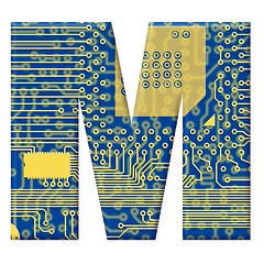 Image showing Letter from electronic circuit board alphabet on white backgroun