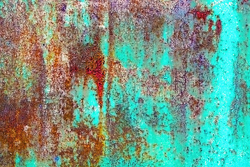 Image showing Rusty metal sheet with paint