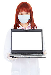 Image showing Woman - doctor shows a computer screen