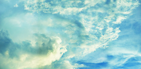 Image showing Panoramic photo of beautiful cloudy sky